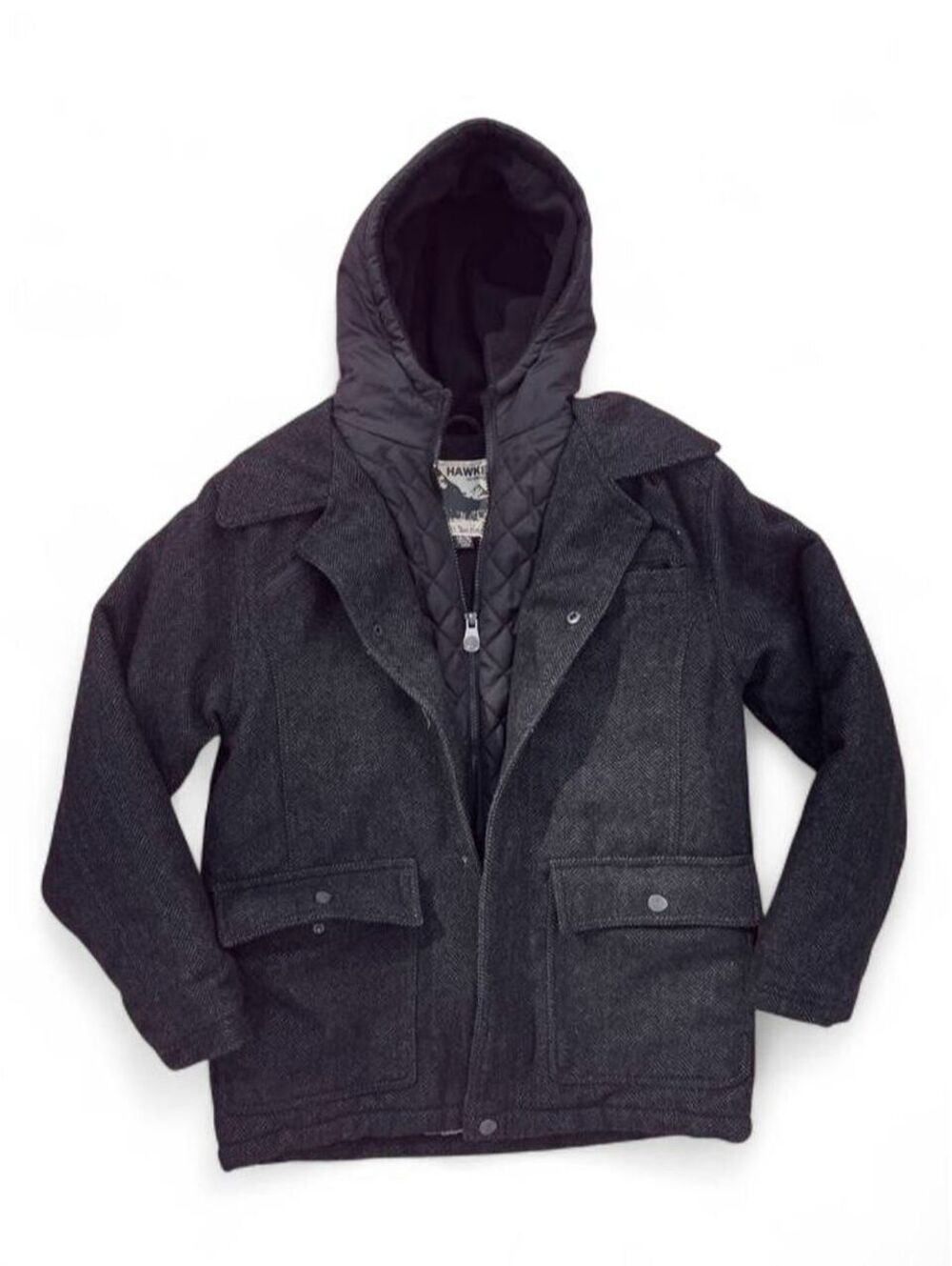 Y2K Heritage Twill Herringbone Oversized Double Layer Jacket Boys Size 14/16